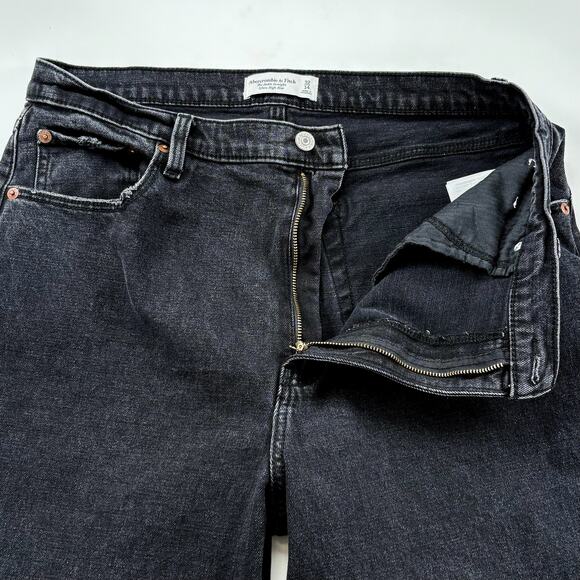 Abercrombie The Ankle Straight Ultra High Rise Jeans Size 32 Long Distressed - Picture 8 of 14